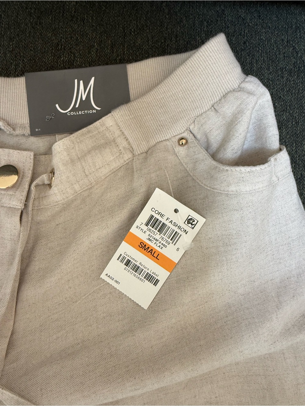 JM Collection Beige Linen-Blend Drawstring Pants - Picture 2 of 6